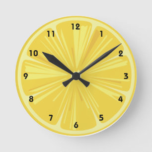 Horloge Ronde Une tranche de citron jaune