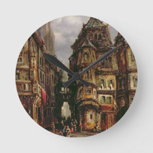 Horloge Ronde Une vue dans le quart juif, Francfort, 1877 (huile