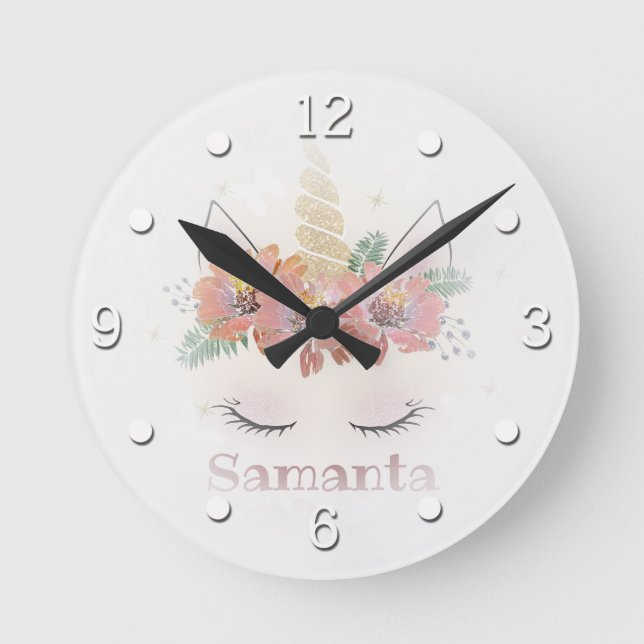 Horloge Ronde Unicorn, Unicorn Face, personalized (Recto)