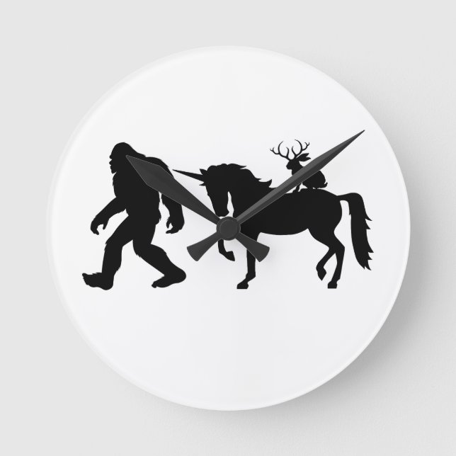 Horloge Ronde Unicorne, Bigfoot, Jackalope (Recto)