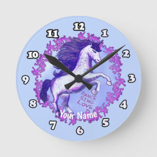 Horloge Ronde Unicorne dansante