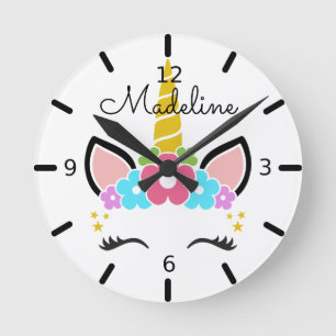 Horloge Ronde Unicorne florale mignonne