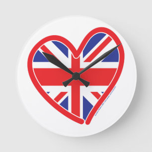 Horloge Ronde Union Jack Heart - Royaume-Uni Union Jack dans un 