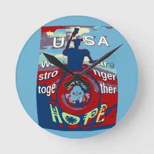 Horloge Ronde Unis dans l'espoir : Plus forts ensemble - USA Art