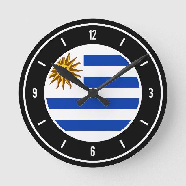 Horloge Ronde Uruguay Drapeau élégant (Recto)