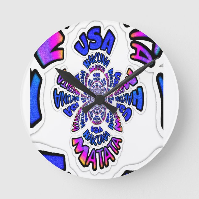 Horloge Ronde USA Celebration : Lovely Fun Text Dynamic Art (Recto)