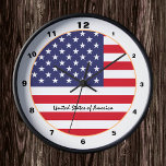Horloge Ronde USA Flag & United States of America fashion/design<br><div class="desc">WALL CLOCK : United States of America & USA Flag fashion design - love my country,  travel,  holiday,  country patriots / sports fans</div>
