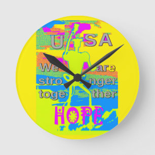Horloge Ronde USA Unity Design : Espoir et force