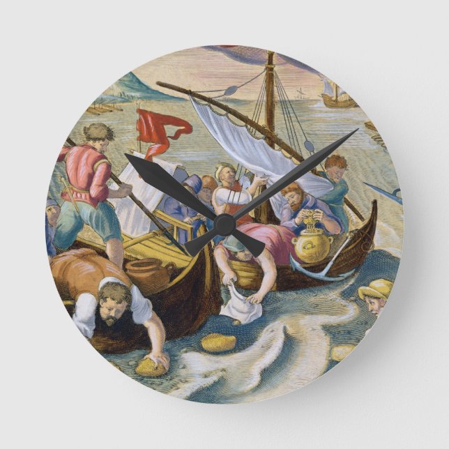 Horloge Ronde Using Sponges to Collect Naphtha from the Surface (Recto)