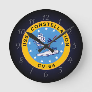 Horloge Ronde USS Constellation CV-64 Aircraft Carrier Insigné