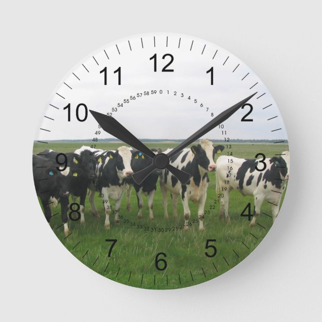 Horloge Ronde Utterly Delightful Cows! with Numbers (Recto)