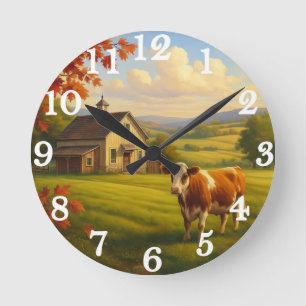 Horloge Ronde Vache douce dans la campagne pastorale