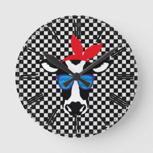 Horloge Ronde Vache Hipster sur tableau de bord