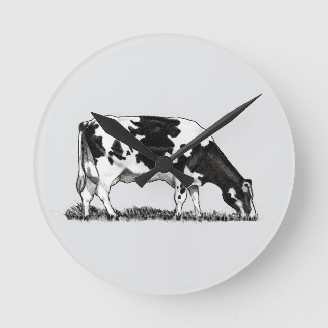 Horloge Ronde Vache laitière Holstein (Recto)