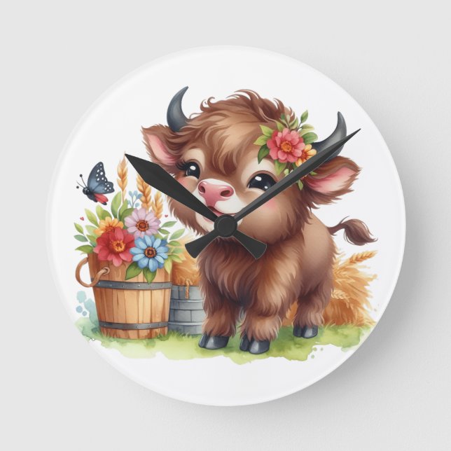 Horloge Ronde Vache mignonne (Recto)