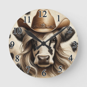 Horloge Ronde Vache paysanne blonde drôle