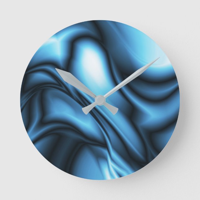 Horloge Ronde Vague de soie bleue (Recto)