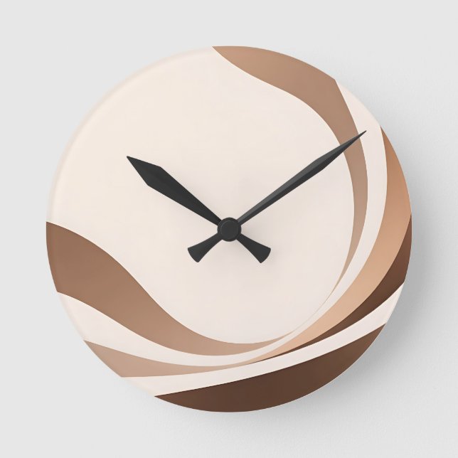 Horloge Ronde Vagues Abstraites Neutres Tons Terre Boho (Recto)