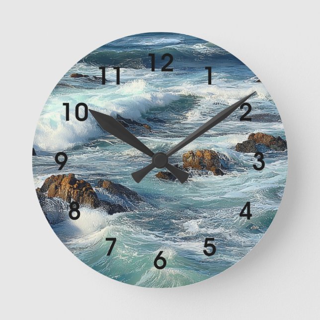 Horloge Ronde Vagues de l'océan Pacifique (Recto)