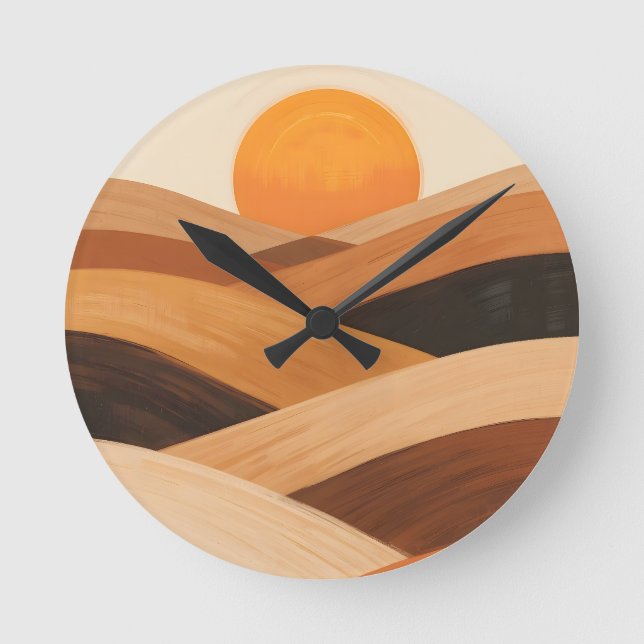 Horloge Ronde Vagues de sable doux au coucher du soleil (Recto)