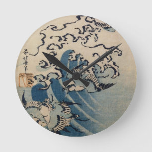 Horloge Ronde Vagues et oiseaux, c.1825 (copie de bois de