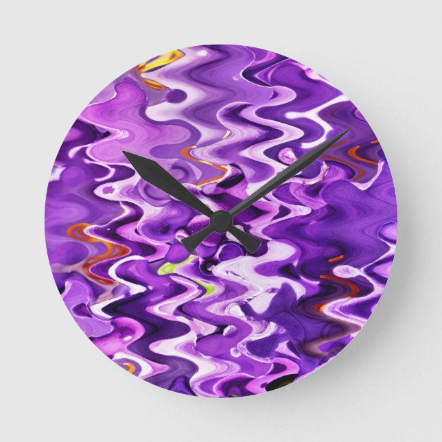 HORLOGE RONDE VAGUES POURPRES DES FLEURS (Recto)