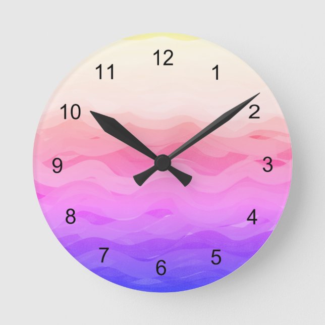 Horloge Ronde Vagues roses (Recto)