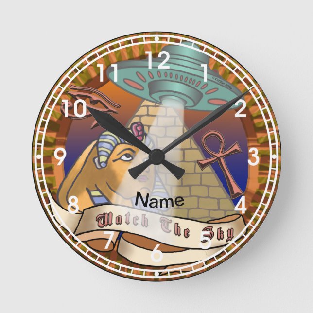 Horloge Ronde Vaisseau Spatial Alien Pyramides  (Recto)