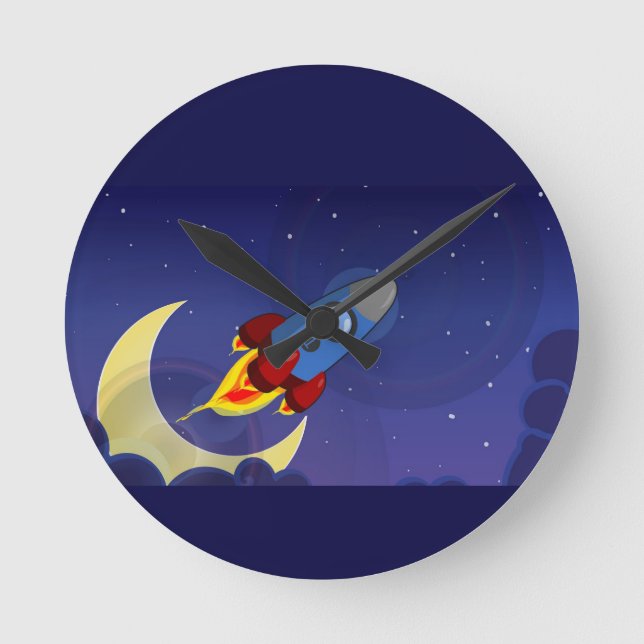 Horloge Ronde Vaisseau spatial pour enfants (Recto)