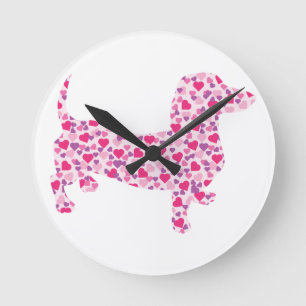 Horloge Ronde Valentine Hearts Dachshund