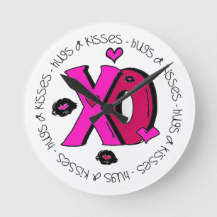 Horloge Ronde Valentine Hugs et baisers