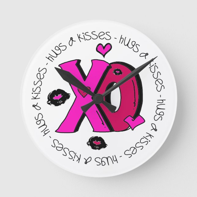 Horloge Ronde Valentine Hugs et baisers (Recto)