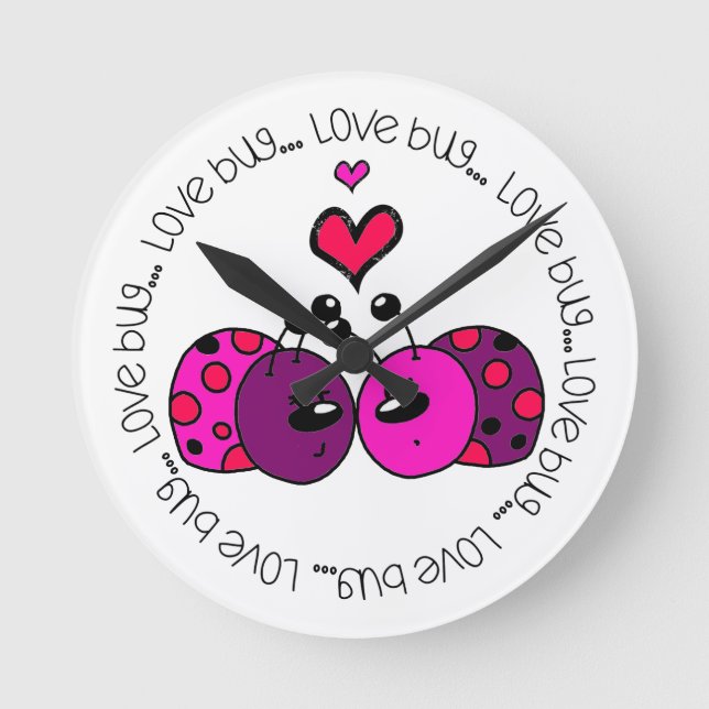 Horloge Ronde Valentine Love Bug (Recto)