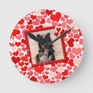 Horloge Ronde Valentines Frontière Collie Coeurs de chien