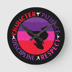 Horloge Ronde Valeurs fondamentales des arts martiaux - Karate