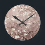 Horloge Ronde Van Gogh Almond Blossoms Beige<br><div class="desc">Artiste : Vincent Van Gogh Titre : Les fleurs d'amandes ont modifié la couleur par 2sweet4wordsDesigns</div>
