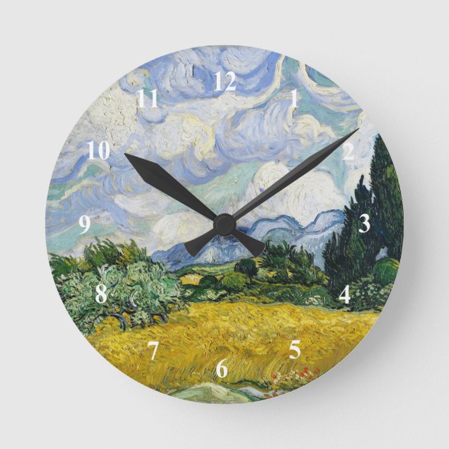 Horloge Ronde Van Gogh Champ de blé Cyprès Peinture (Recto)