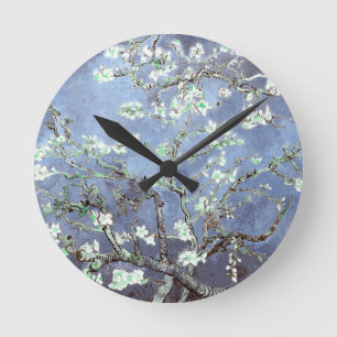 Horloge Ronde Van Gogh Floraison des amandiers Bleu acier