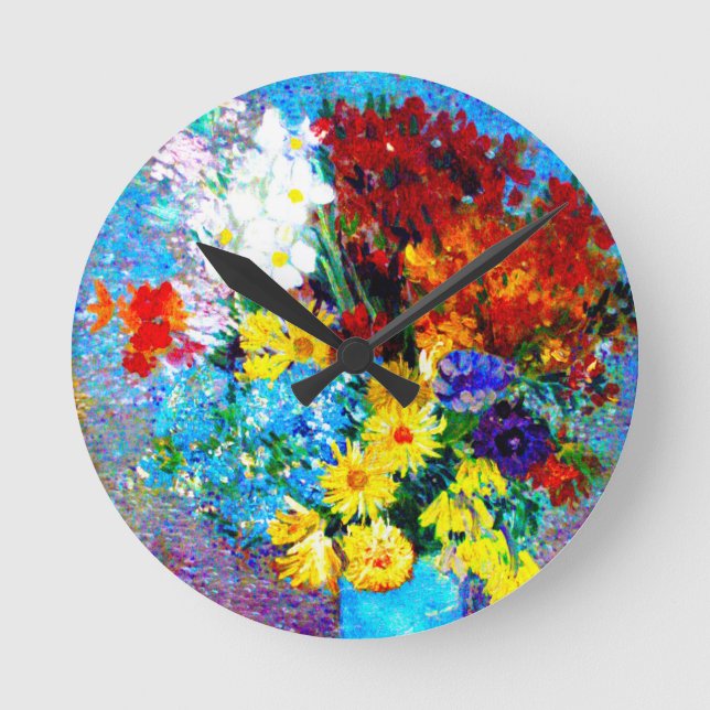 Horloge Ronde Van Gogh Flowers in a Blue Vase (Recto)