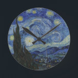 Horloge Ronde Van Gogh Starry Night Wall Clock<br><div class="desc">Vincent van Goghs fine art masterpiece on a clock for your wall.</div>