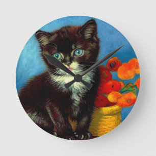 Horloge Ronde Van Gogh Tuxedo Cat