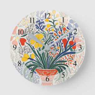 Horloge Ronde Vase et fleurs sauvages