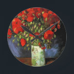 Horloge Ronde Vase par Red Poppies Vincent van Gogh<br><div class="desc">Vase with Red Poppies Vincent van Gogh.  Vintage impressionism flower oil painting.</div>