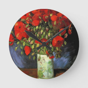 Horloge Ronde Vase par Red Poppies Vincent van Gogh