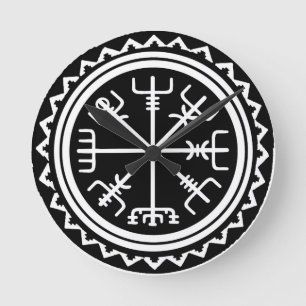 Horloge Ronde Végétal Viking Compas Nautique