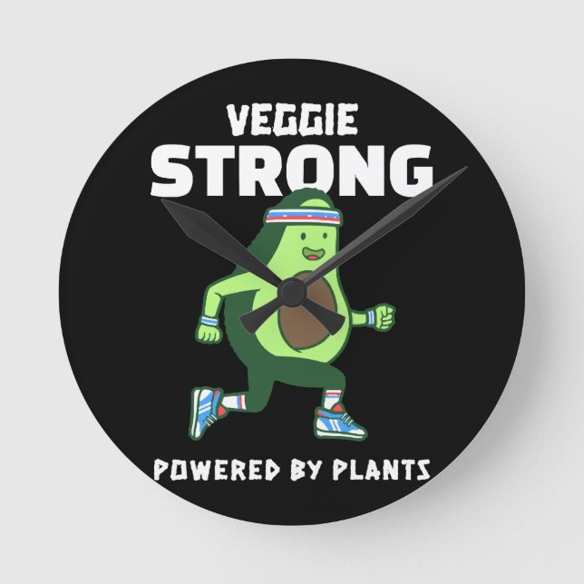 Horloge Ronde Veggie Strong, Alimenté par les plantes (Recto)