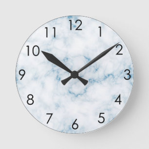 Horloge Ronde Veines blanches classiques de bleu du marbre W