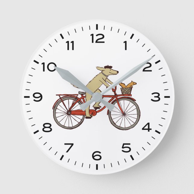 Horloge Ronde Vélo d'équitation de chien avec écureuil mignonne  (Recto)