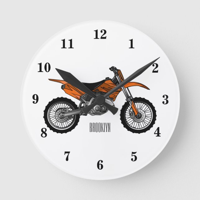 Horloge Ronde Vélo droit hors route moto / motocross dessin anim (Recto)