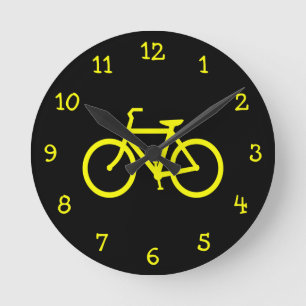 Horloge Ronde Vélo jaune
